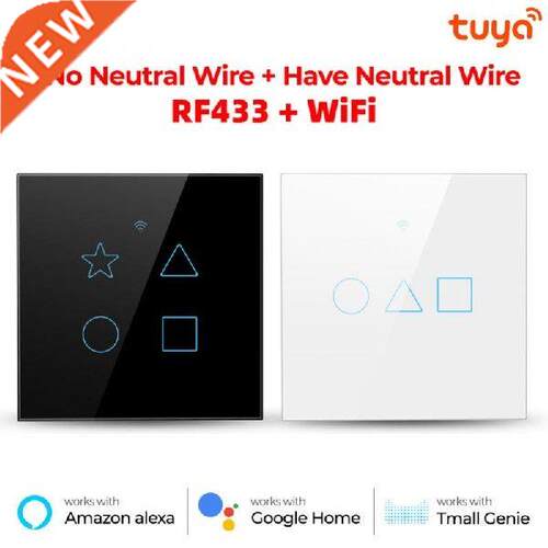 1/2//4 gang TUYA WiFi+4MHZ Smart Touch Switch Home Wall