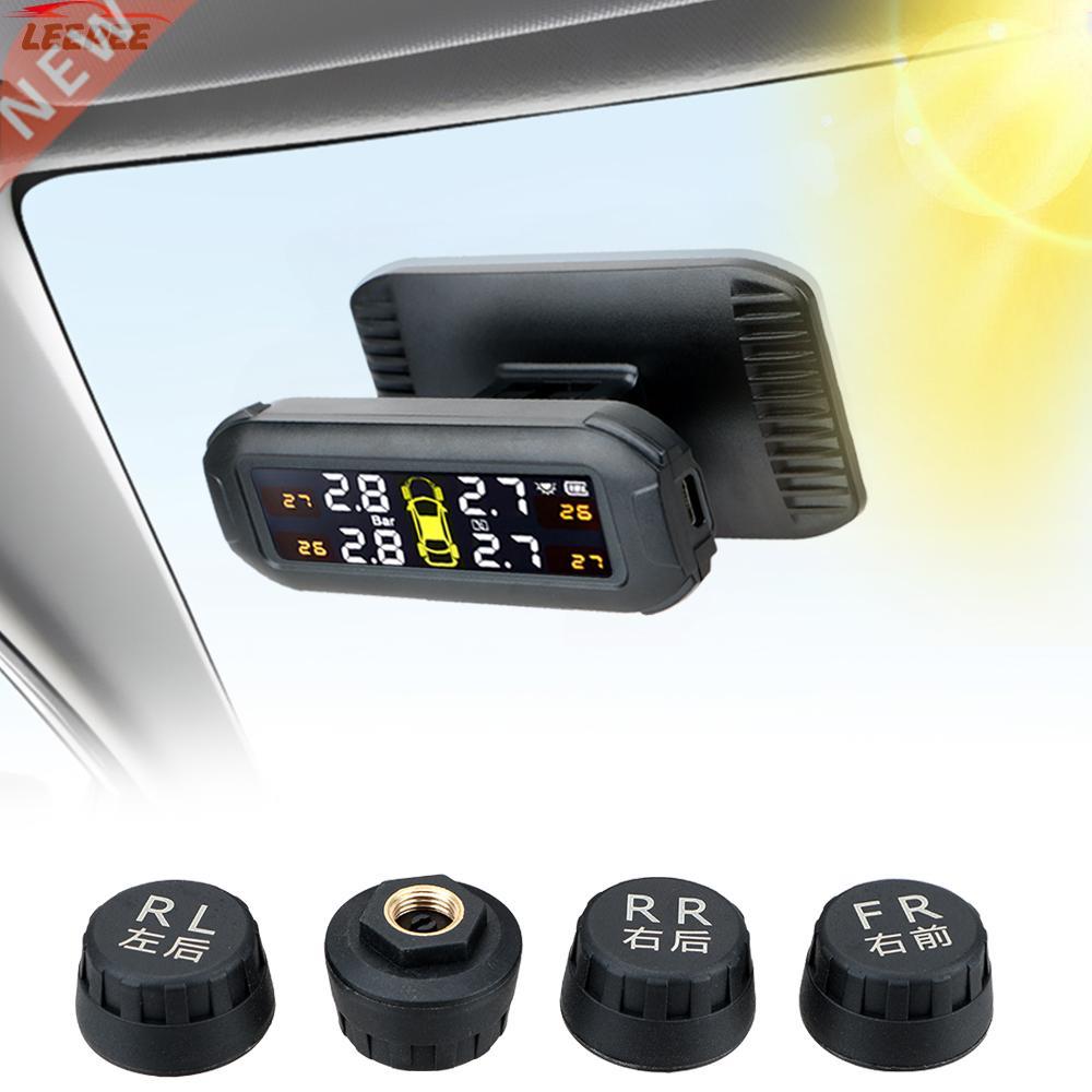 Solar TPMS Car Tyre Pressure Monitor Temperature Warning Fu