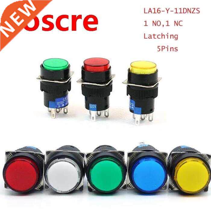 1pc Latching Light 16mm NO NC Round Pushbutton Switch DC12V/