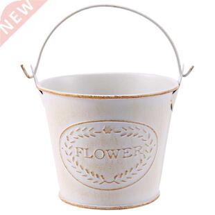 Shabby Chic Iron Flower Buckets Plants Planter Pot Bucket