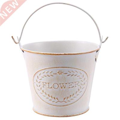 Shabby Chic Iron Flower Buckets Plants Planter Pot Bucket
