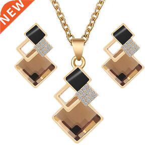 2020 Fashion Crystal Pendants Necklace Earrings Sets for Wom
