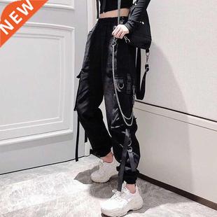 Women's Cargo Pants Buckle Ribbon Pocket Jogger Elas