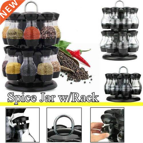 New Rotating Kitchen Shelf Storage Rack Spice Jar Pepper