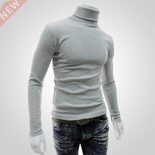 Knitted Shirt Men Long Sleeve Pullover Soft Solid Color Stch