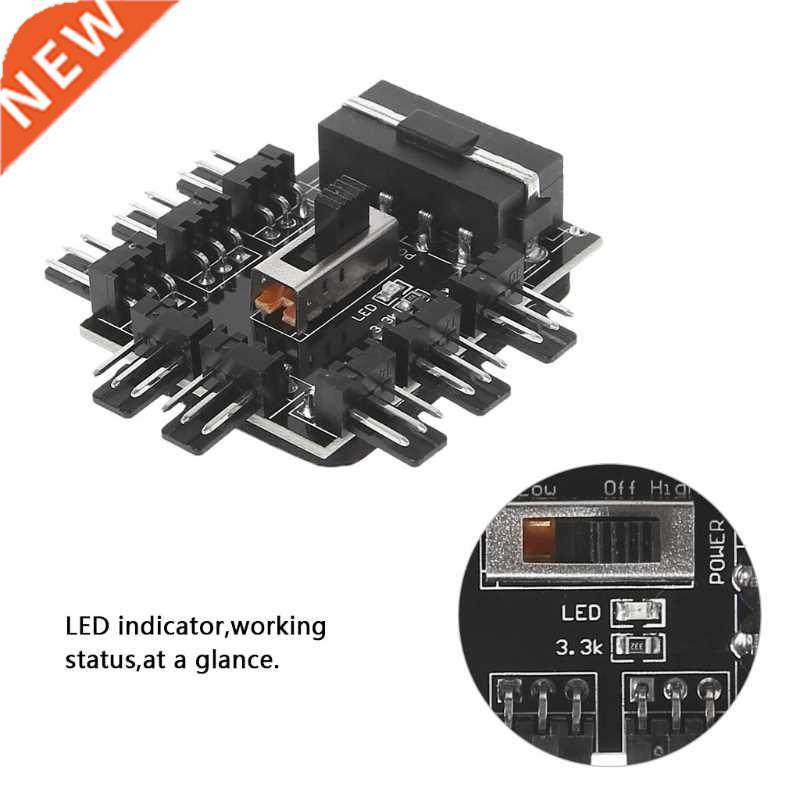 PC 1 to 8 4Pin Molex Cooler Cooling Fan Hub 3Pin Power Contr