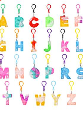 Children 26-letter Puzzle Decompression Keychain Push It Bub