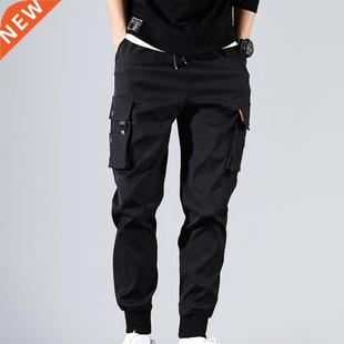 Men Pants multiple pockets elastic waist and drawstring Soli