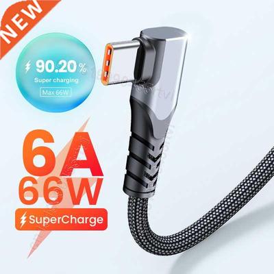 90 Degree USB Type C Fast Charging Cable 6A 66W For Huawei M