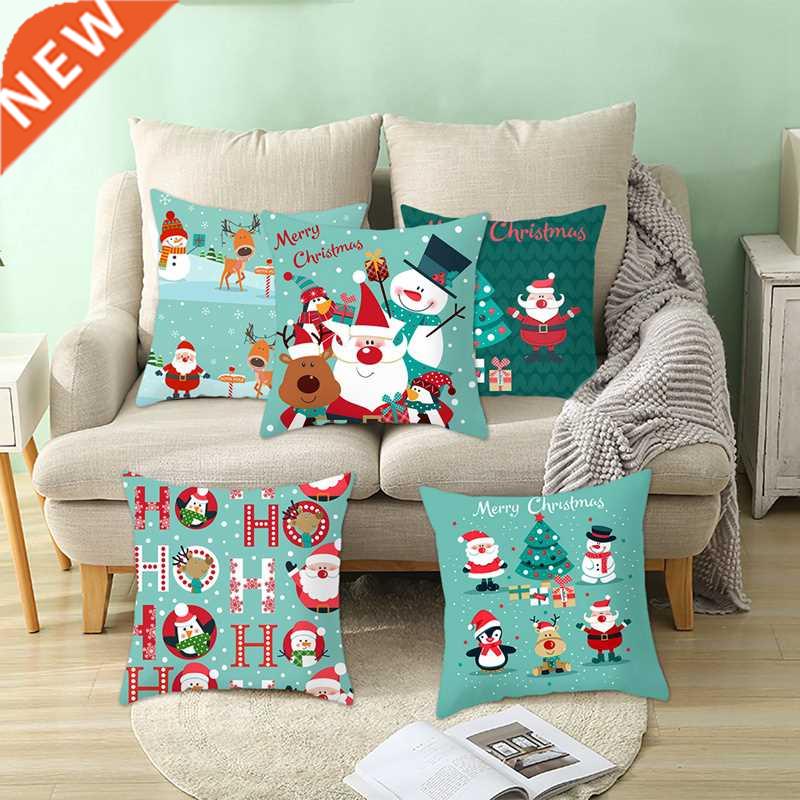2022 New Year Blue Chrimas Cushion Case Merry Chrimas De