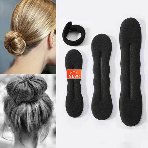Multi size Sponge Black Hair Styling Donut Bun Curler Maker