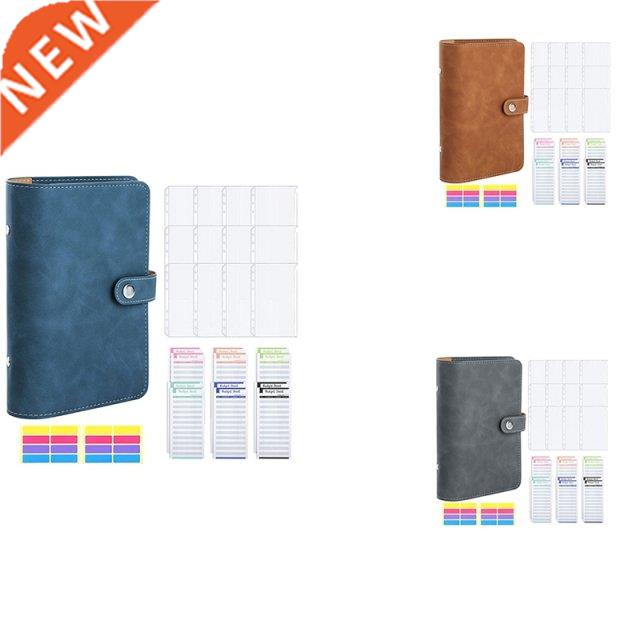 A6 Binder Notebook, 6 Holes PU Leather Budget Binder Cover W