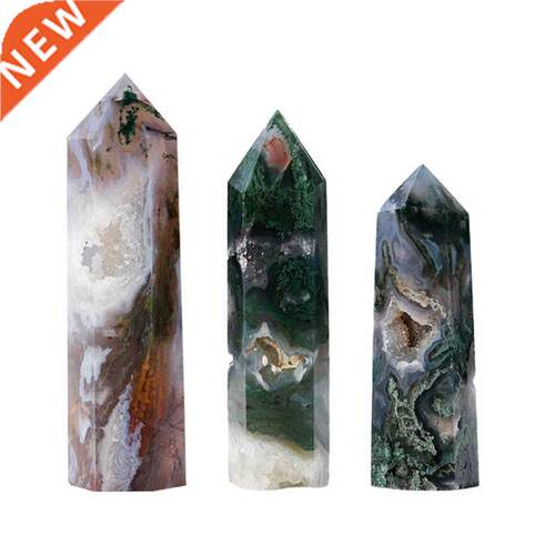 Natural Crystal Healing Stone Green Water Plant Agate