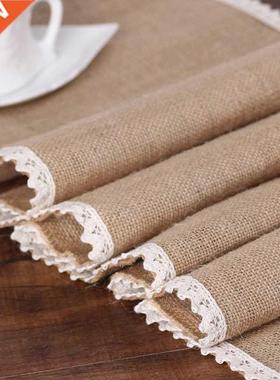 BALLE Burlap Lace Table Runner Wholesale Rustic Jute Shabby