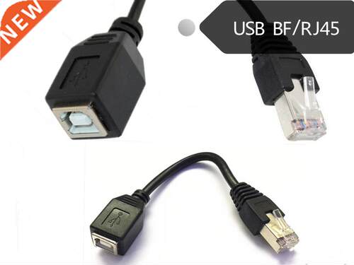USB 2.0 B Female Jack to RJ45 Male Panel Mount Socket Printe