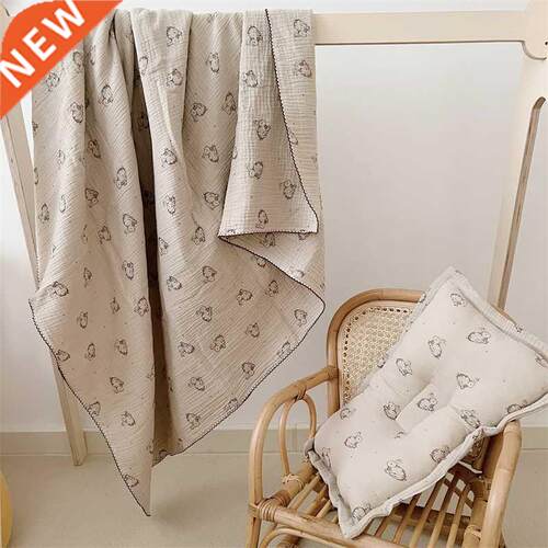 Cute Rabbit Print Baby Blanket 120*130CM Cotton Gauze Infant