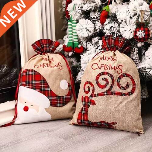 New Christmas Candy Gift Big Bag Cute 2022 Christmas Linen