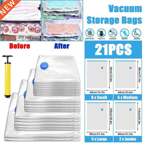 21PCS 4 Sizes Thickened Vacuum Storage Bag For Cloth