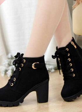 Comemore 2021 New Women Shoes Lace Up Ankle Boots Zapatos Mu