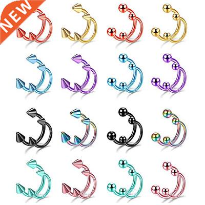 2pcs Stainless Steel Nose Hoop Ring Septum Rings Lip Studs N