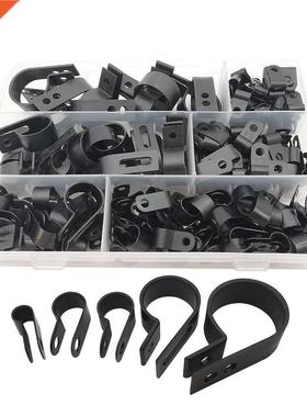 200Pcs/Box Plastc Nylon R Type Cable Clamp Electrcal Manag