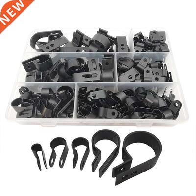 200Pcs/Box Plastc Nylon R Type Cable Clamp Electrcal Manag