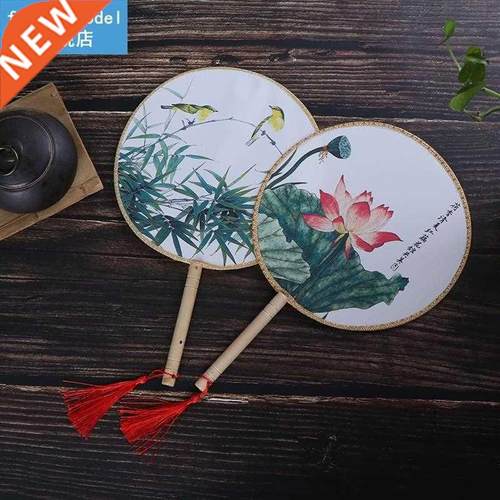 Chinese Style Round Hand Held Folding Silk Fan For Wedding E