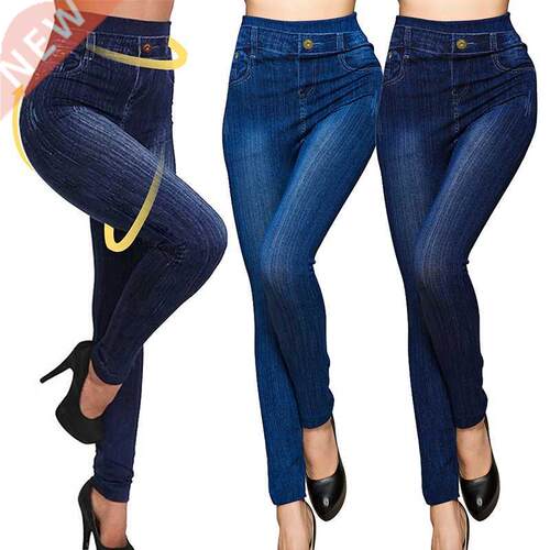 2022 New Women Elastic Jean Leggings Pants High Waist Slim P