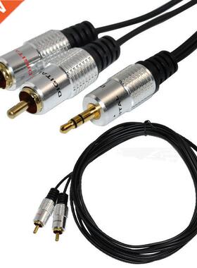 Aluminum head audio cable 3.5mm 1in 2 RCA cable audio line f