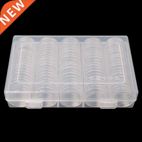 100 Coin Holder Capsules 27mm Round Box Plastic collectibles
