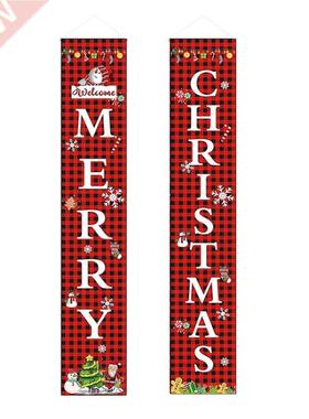 Merry Christmas Banner Christmas Porch Sign Red Buffalo Plai