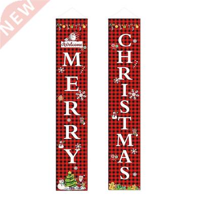 Merry Christmas Banner Christmas Porch Sign Red Buffalo Plai
