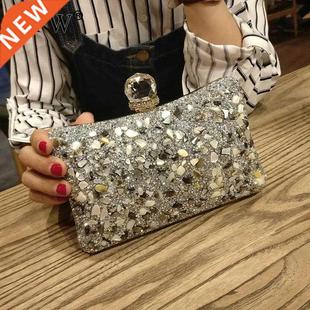 Silver Diamonds Box Bag evening Clutch Purse Women Fashion M