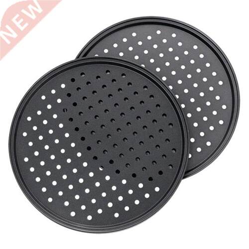 2Pc 10-Inch Perforated Pizza Pan Carbon Steel Non-Stick Coat