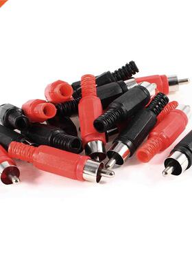 Black Red Solder RCA Male Plug Audio Video Adapter Connector