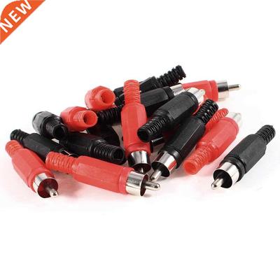 Black Red Solder RCA Male Plug Audio Video Adapter Connector