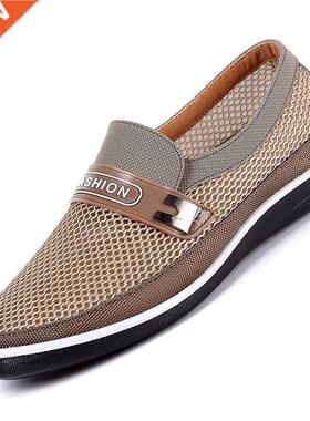 2021 New Summer Mesh Shoes Men Slip-On Flat Sapatos Hollow O