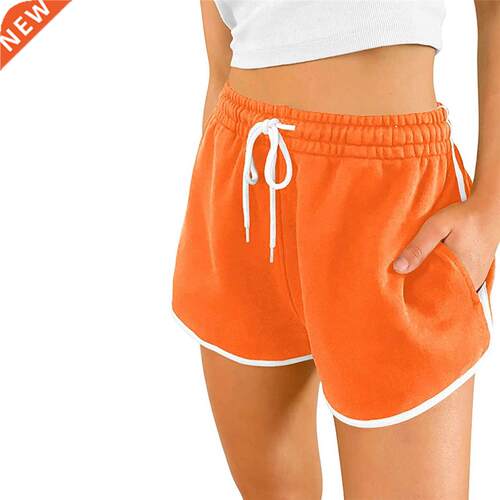 Women Loose Style Running Shorts Variegated Color Elastic Wa