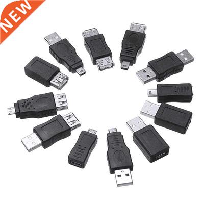 12Pcs Black High Quality USB 2.0 Changer Adapter Set Male to