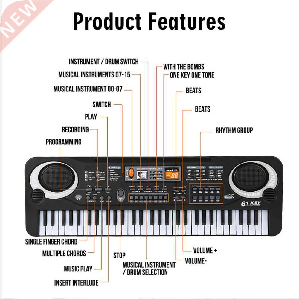Keyboard Electric Piano 61 Keys Digital Music Electronic Key