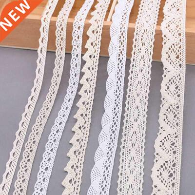 5/10Yards White Cotton Embroidered Lace Trim Ribbons Fabric