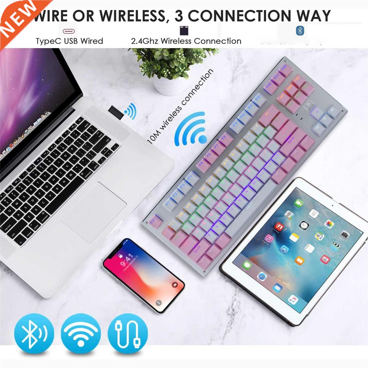 Mechanical Gaming Keyboard Computer Keyboard Gamer LED Recha