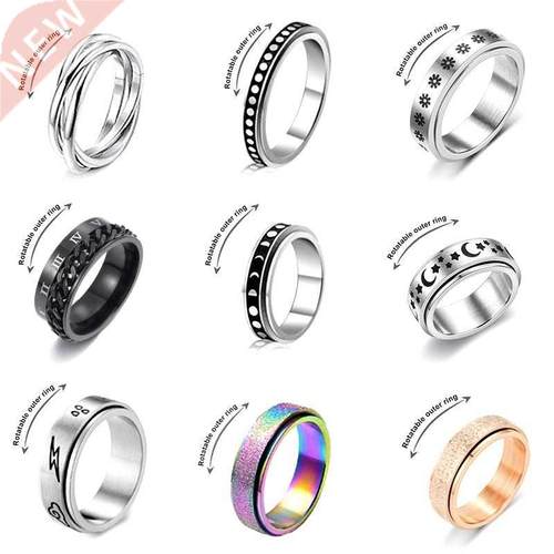 Anxiety Ring For Women Men Moon Fidgets Rings 2022 rend Punk