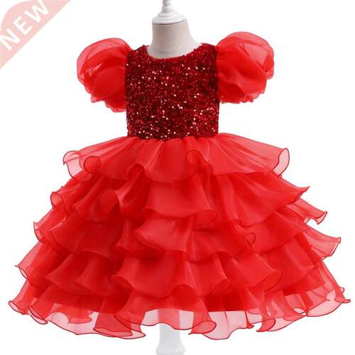 New bubble sleeve children's dress girl's birthday
