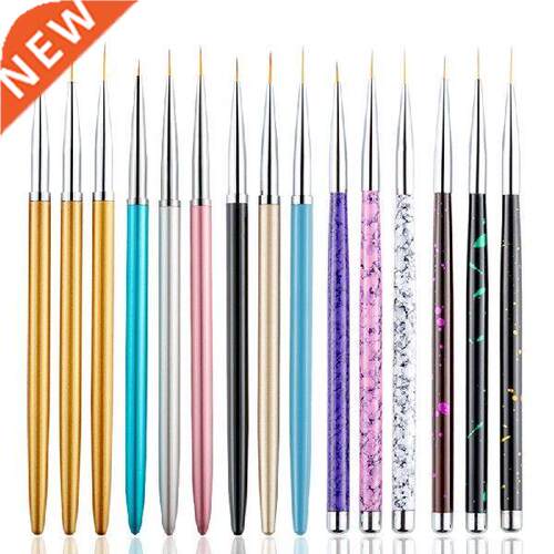 3Pcs/set Gold Nail Art Liner Painting Pen Brush