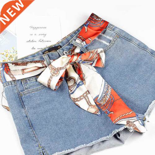 AWAYTR Female Floral Silk Scarf Knotted Cloth Belt Chiffon R