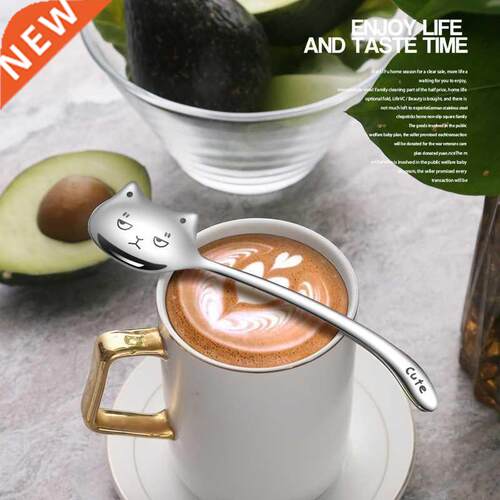 Lovely Cat Spoon Coffee Teaspoon Stainless Steel Tableware C