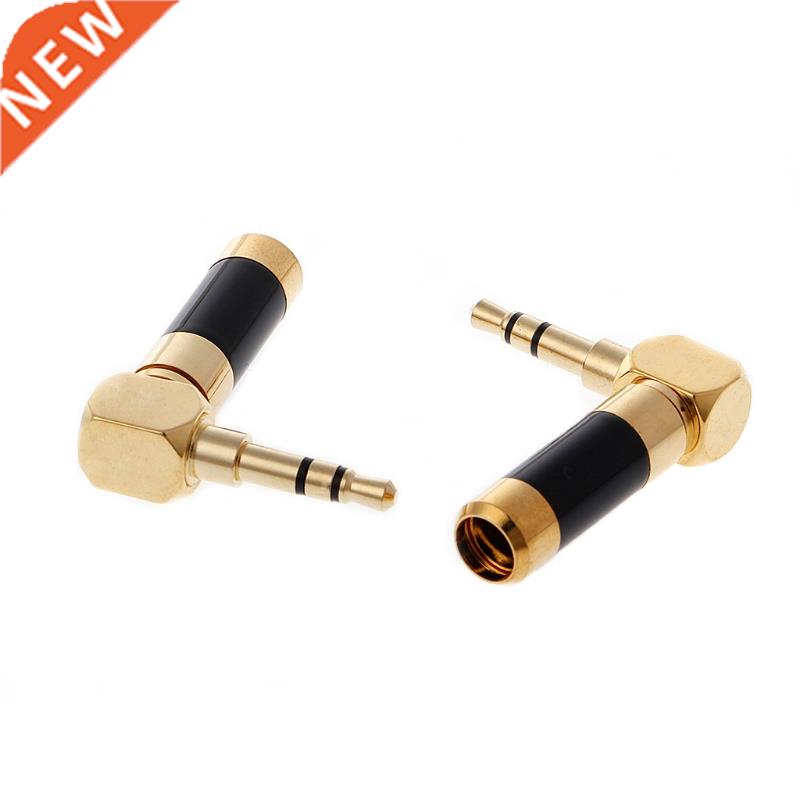 2 Pcs Right Angle Gd Plated .5mm Stereo Mini Jack Plug Co