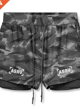 2022 Summer Shorts Men's Two In One Fitness Double Quick Dry