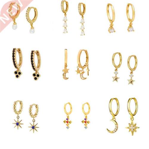 AIDE Small Cross Hoop Pendant Earrings For Women Pendientes